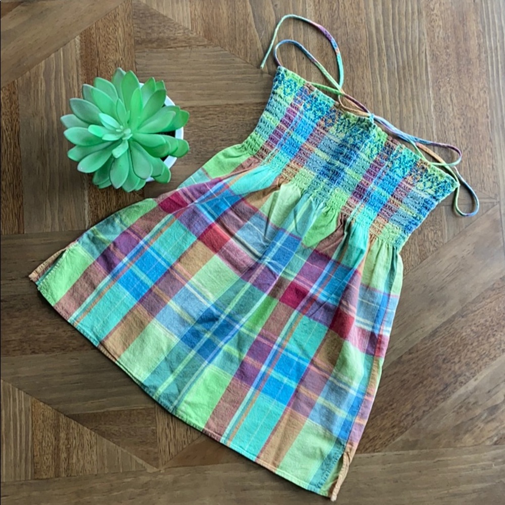 American Eagle plaid smocked tube top